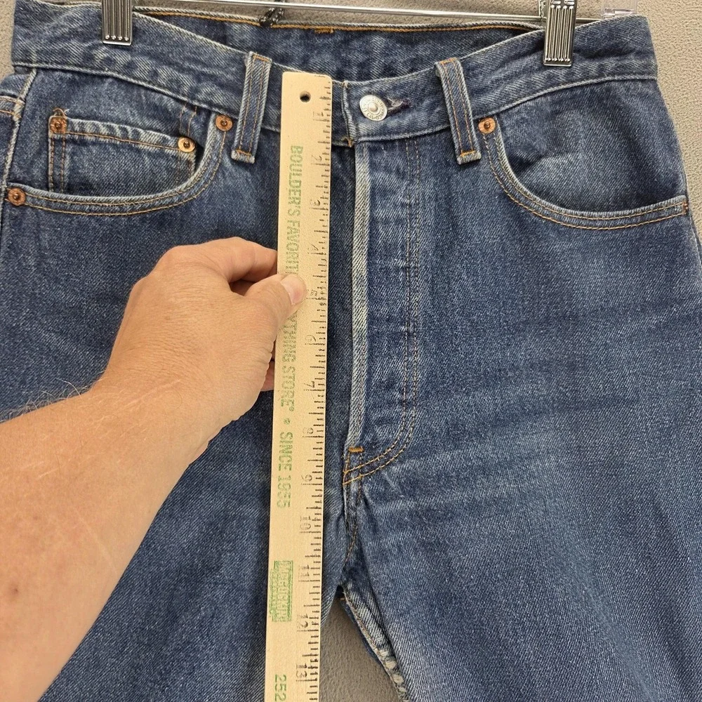 Vintage Levis 501 Jeans Mens Blue Button Fly Made in USA Altered Hem Fits 28x28